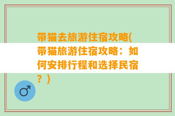 带猫去旅游住宿攻略(带猫旅游住宿攻略：如何安排行程和选择民宿？)