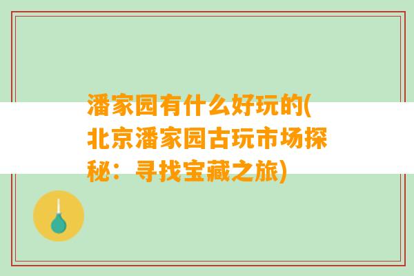 潘家园有什么好玩的(北京潘家园古玩市场探秘：寻找宝藏之旅)